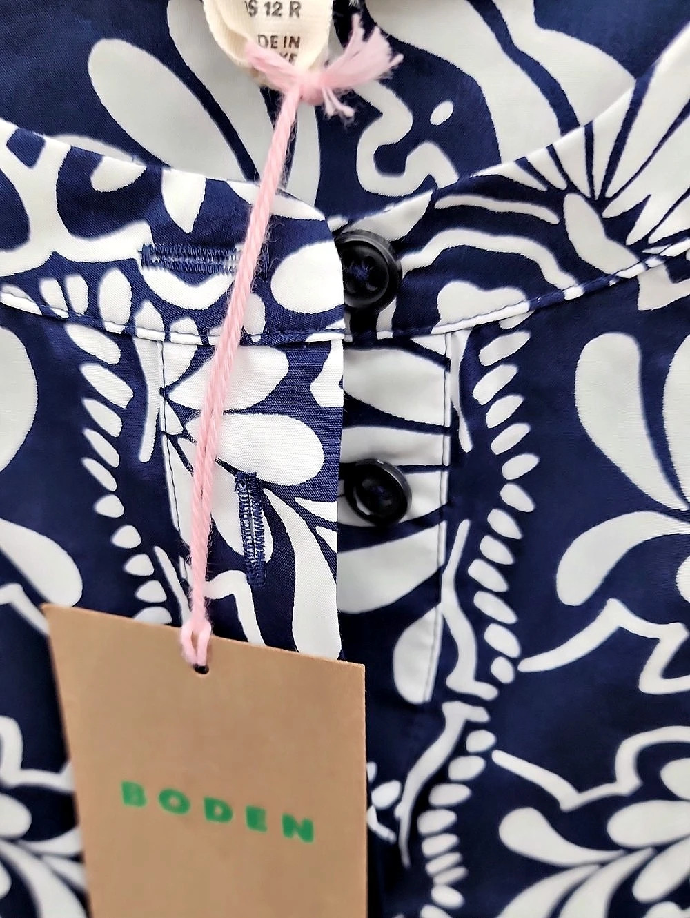 Boden Blue Ivy Cotton Floral Midi Dress in Blue & White Size 12 NWT - Picture 4 of 11